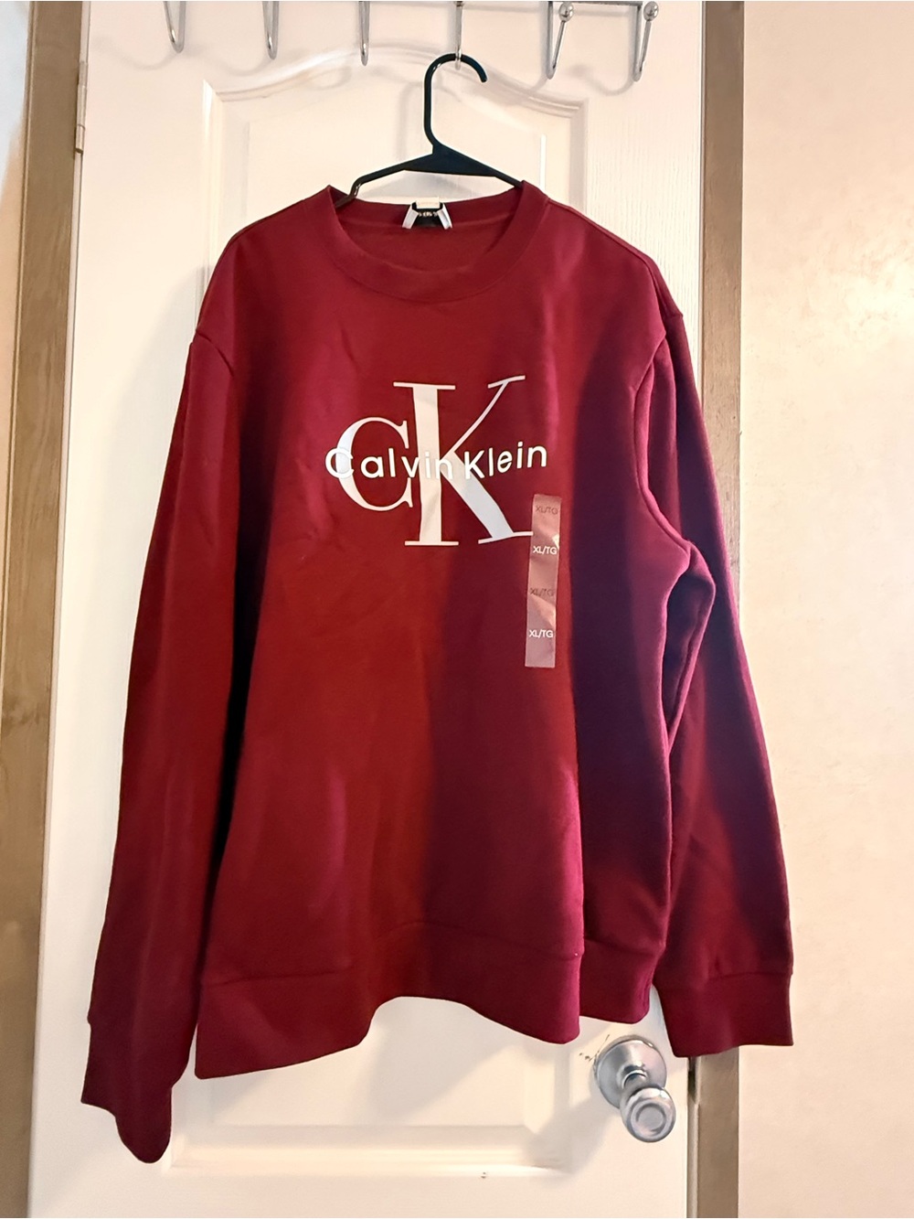 Calvin Klein Jeans Men's Burgundy CK Logo Crewneck